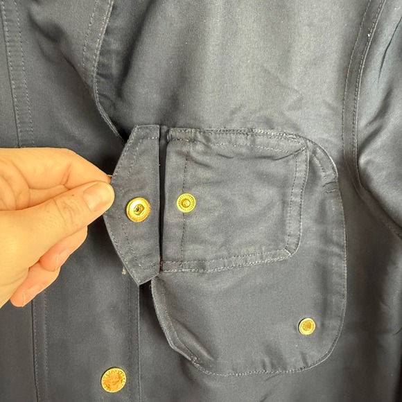 Lauren Ralph Lauren Navy Blue Hooded Field Jacket Gold Hardware Womens Small - Picture 7 of 15